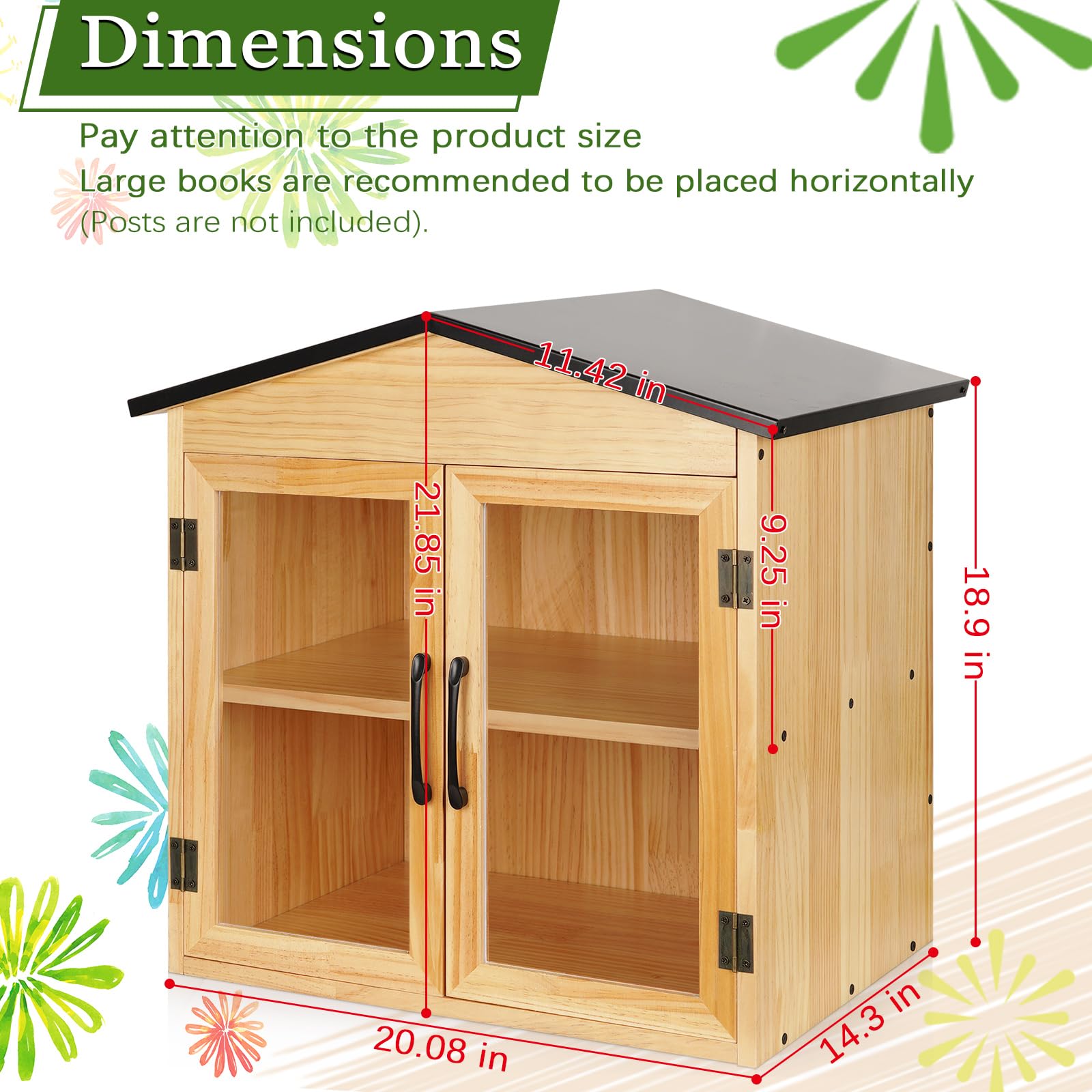 Exttlliy outdoor library box front view with clear window for easy book selection.