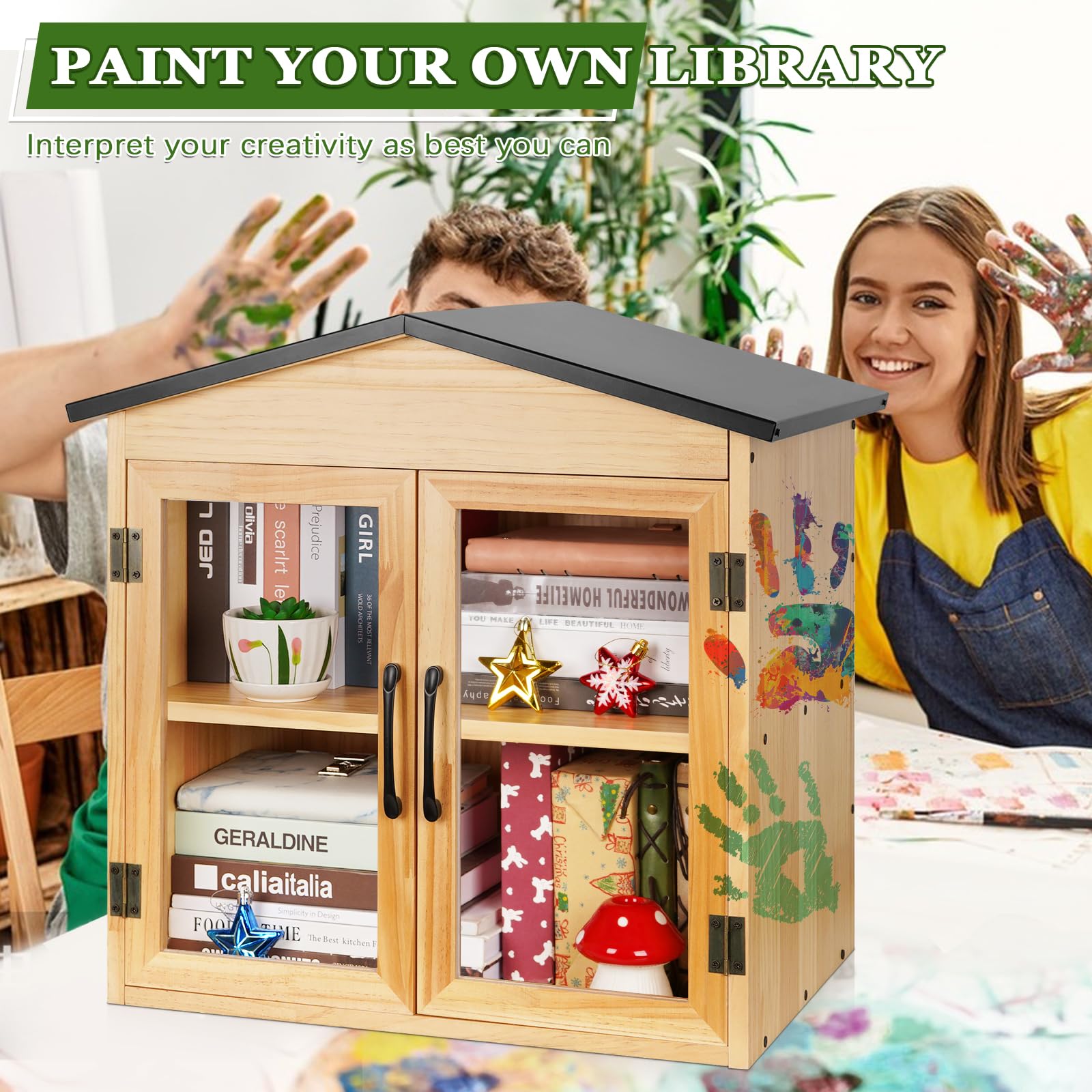 Exttlliy outdoor library box in yard demonstrates community sharing space.