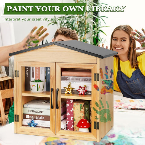 Exttlliy outdoor library box in yard demonstrates community sharing space.