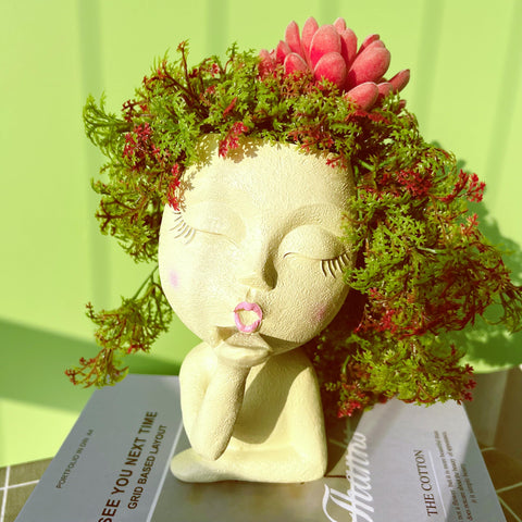 EylbKey DIY-friendly face planter welcomes hair-like plants and creative styling.