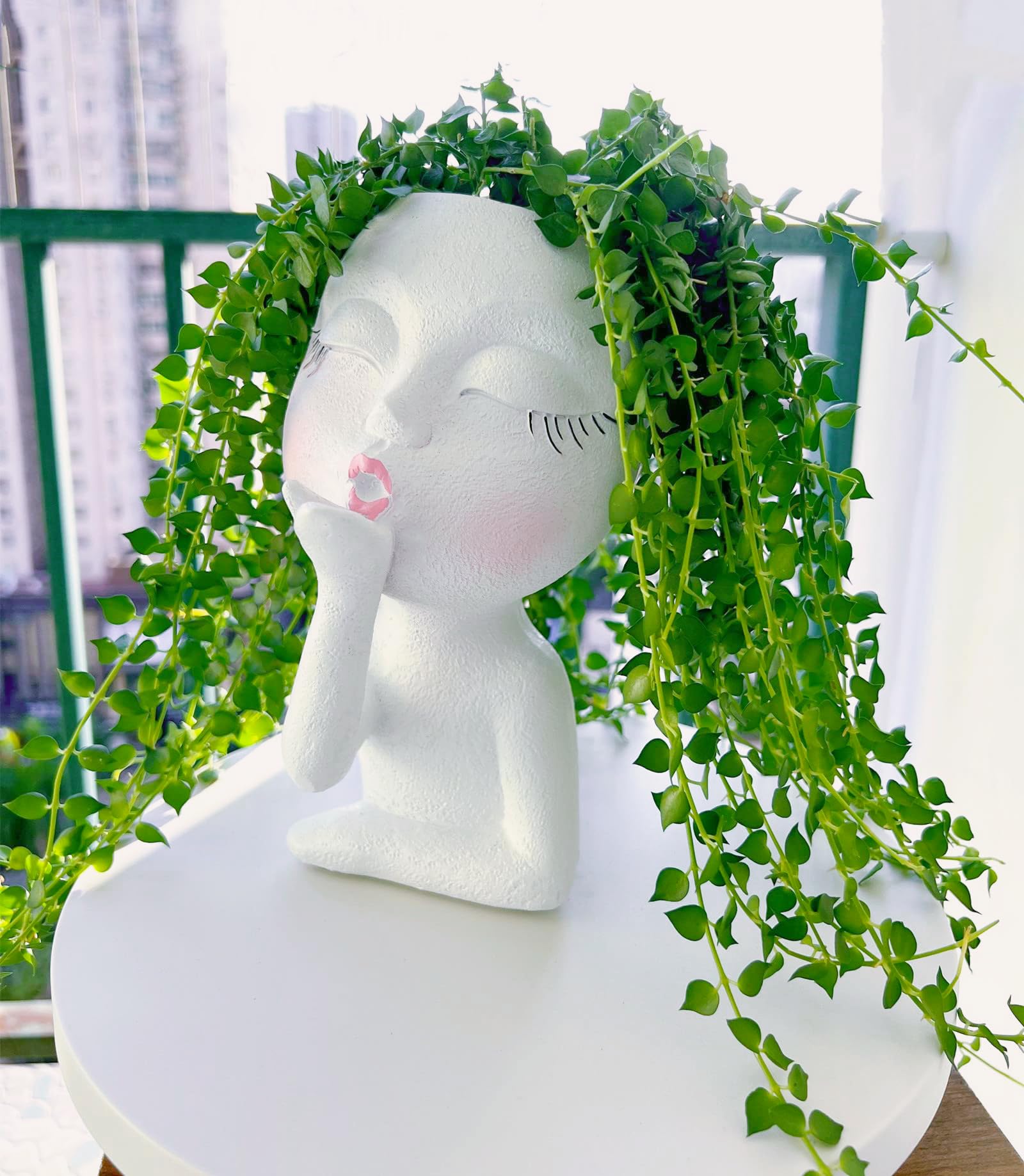 EylbKey DIY hair-planter idea with pearls and ferns.
