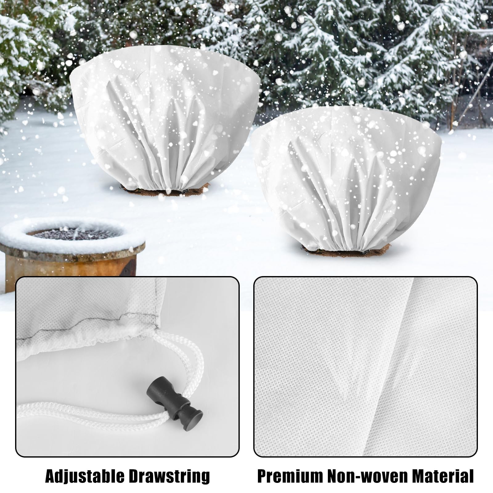 EYNDYN protective plant cover bag provides heat retention while allowing air and moisture to reach roots