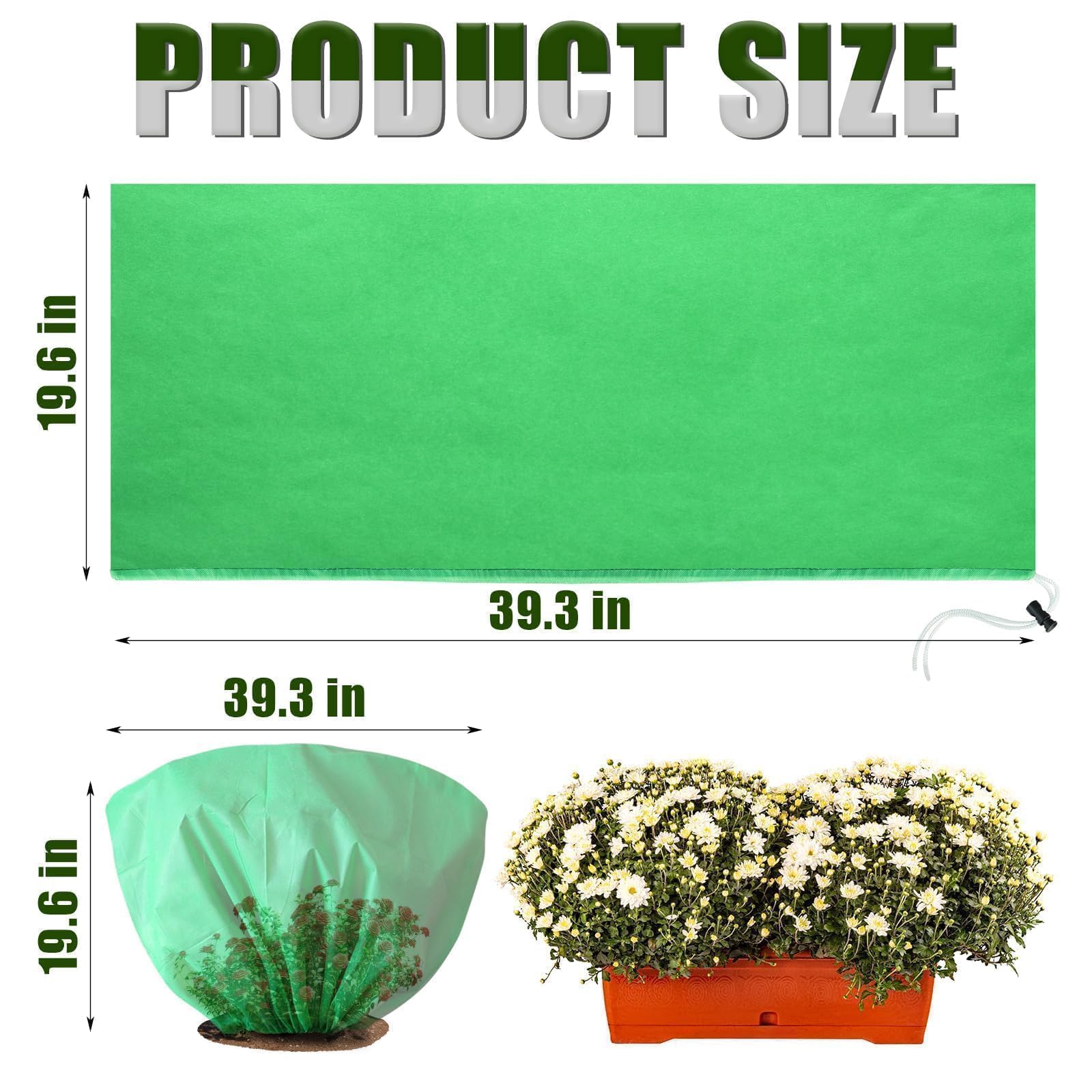 EYNDYN winter plant cover drawstring closeup shows secure, adjustable fit