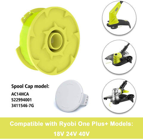 Eyoloty AC80RL3 trimmer line refill demonstrates compatibility with Ryobi One Plus.