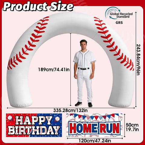 Eyourlife 8FT baseball arch, side view, rugged polyester ready for outdoor celebrations.