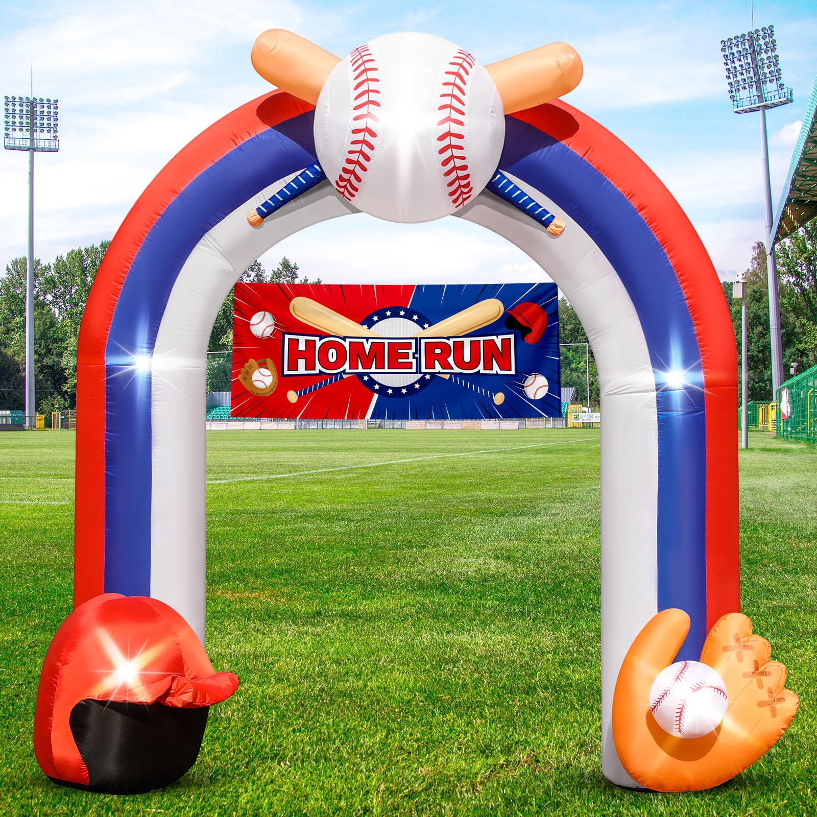 Eyourlife 9FT baseball arch with banner glowing for outdoor party atmosphere