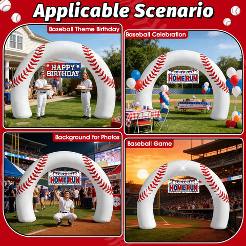 Eyourlife baseball arch with banners HOME RUN and HAPPY BIRTHDAY for quick branding.