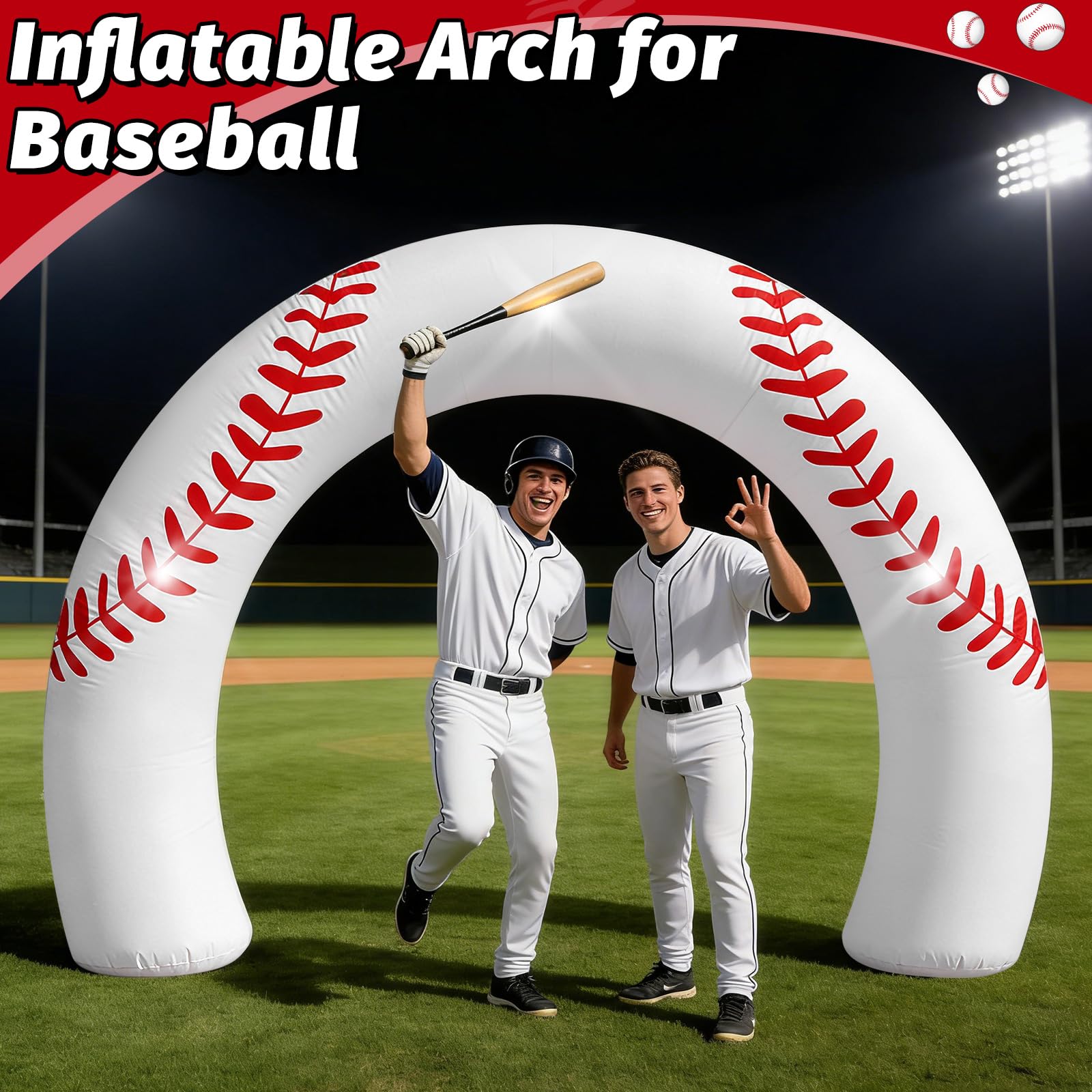 Eyourlife baseball arch at senior night, creates grand entrance for players.
