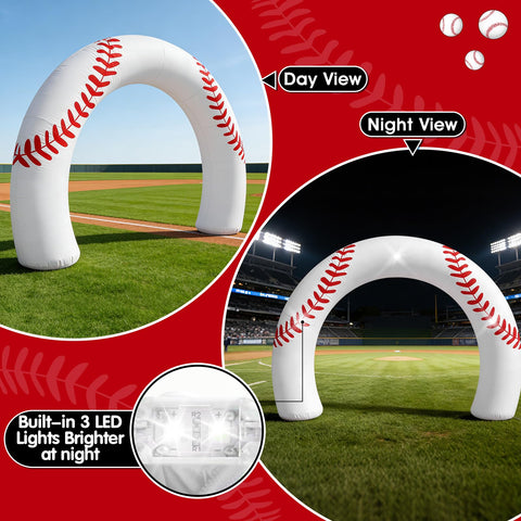 Eyourlife baseball arch with three LEDs, night glow enhances stadium-style photos.
