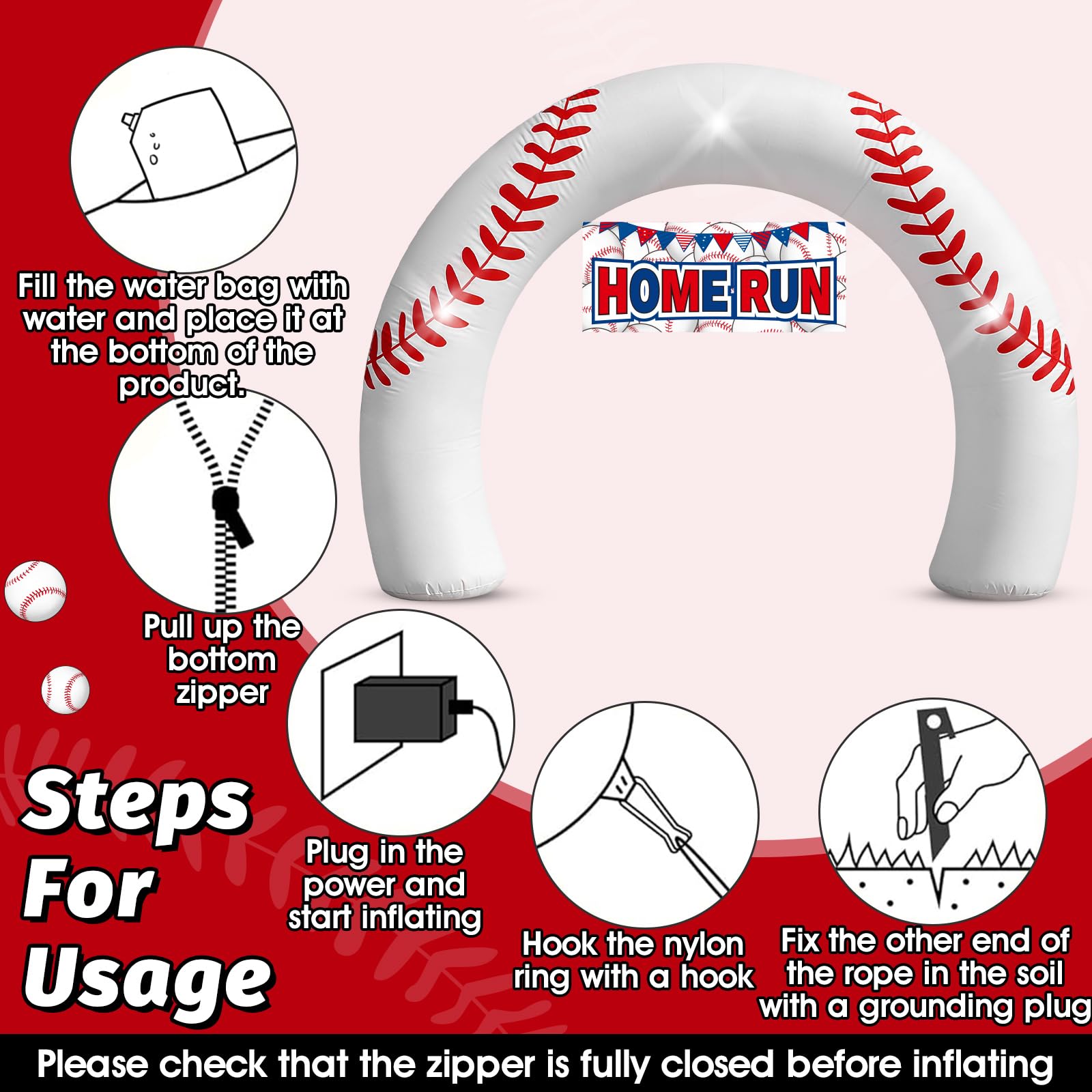 Eyourlife baseball arch outdoors with stakes, wind-resistant setup for park events.