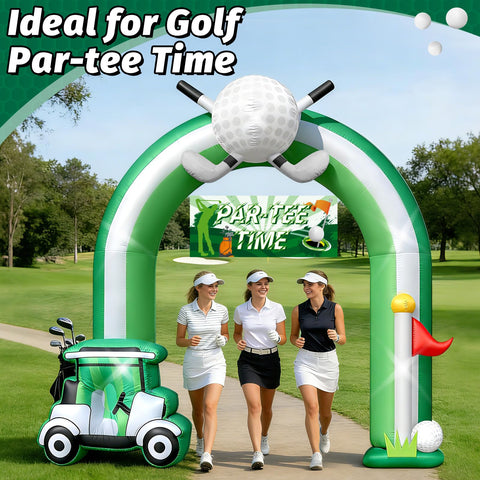 Eyourlife golf car flag banners complementing the arch