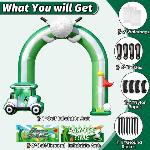 Eyourlife par-tee decor arch featuring golf club and ball motif
