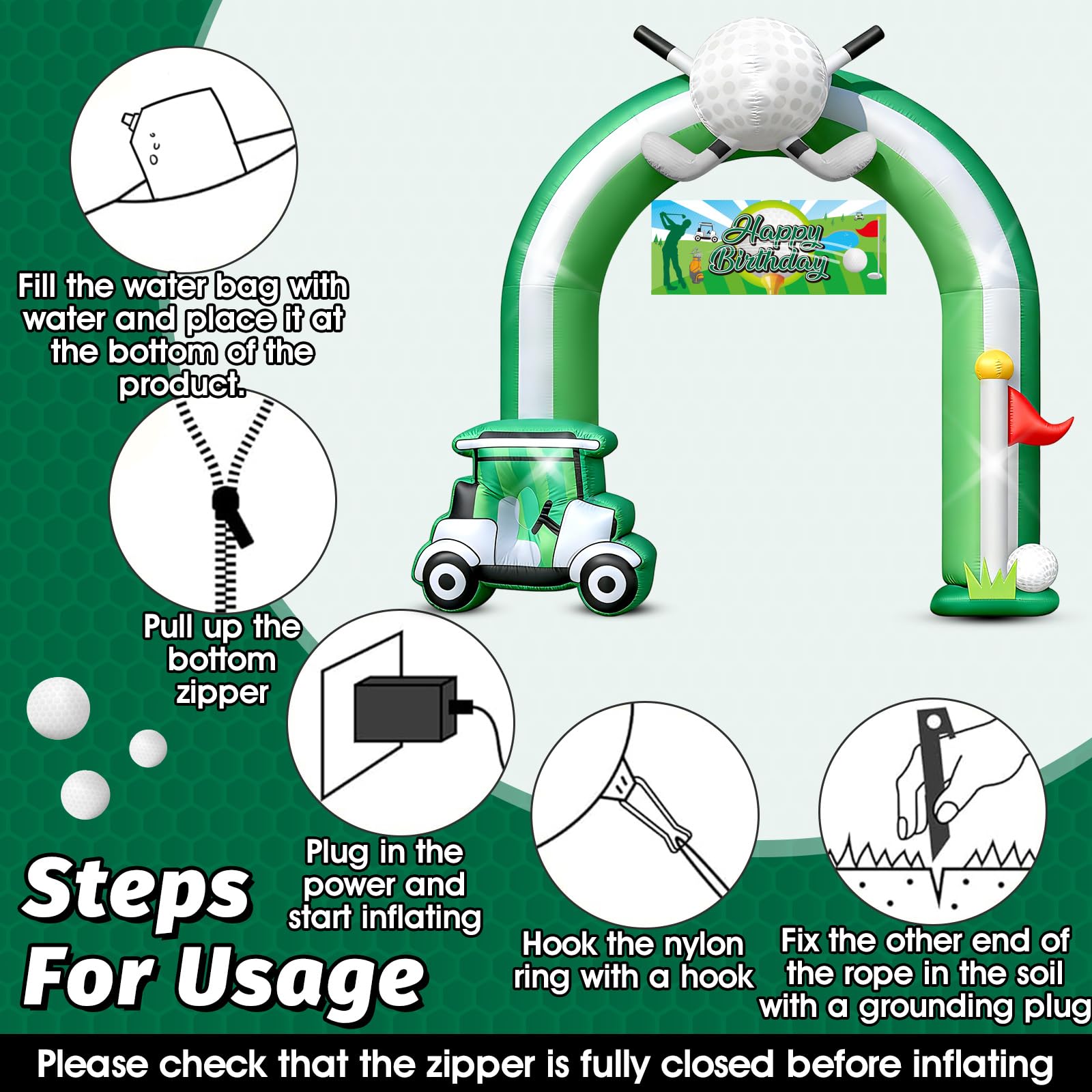 Eyourlife inflatable golf sign with club and ball details