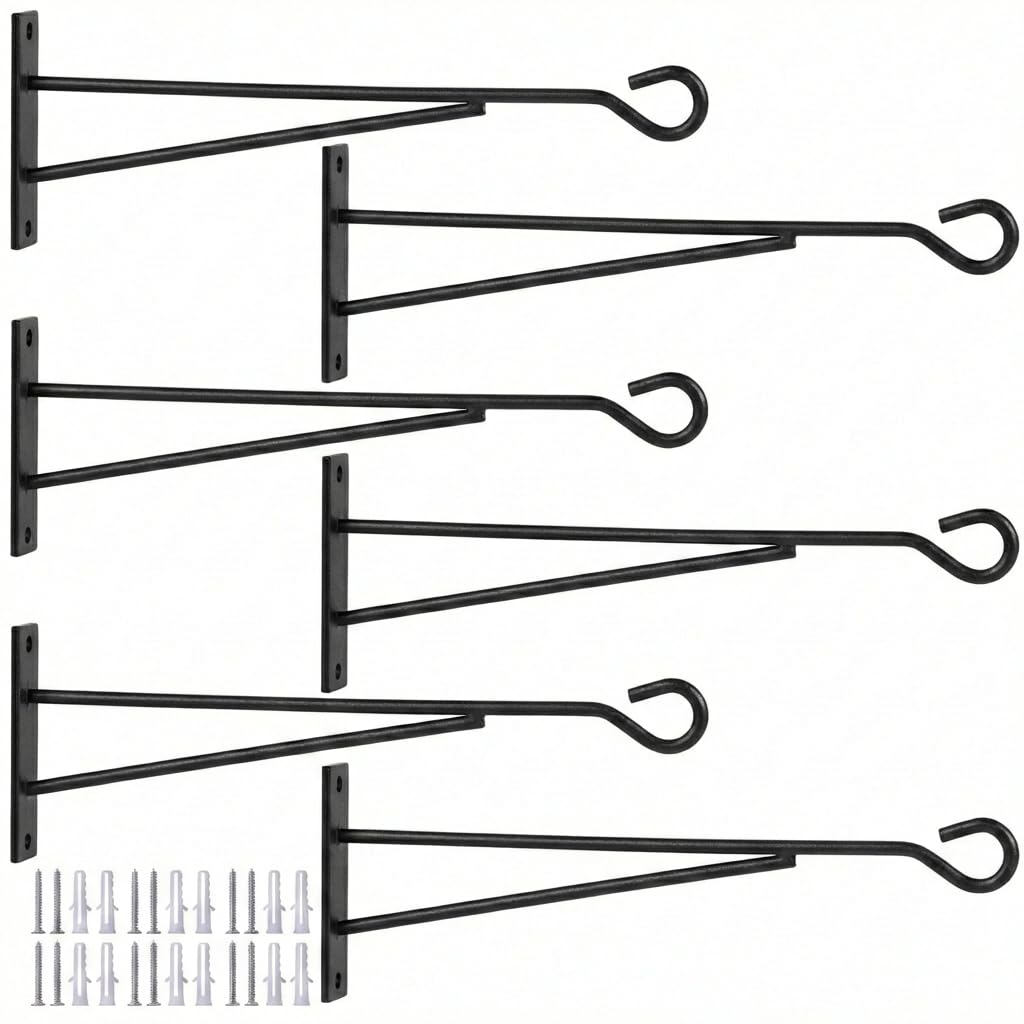 Eyrosa 8-inch hanging plant hook bracket on a balcony railing keeps pots secure.