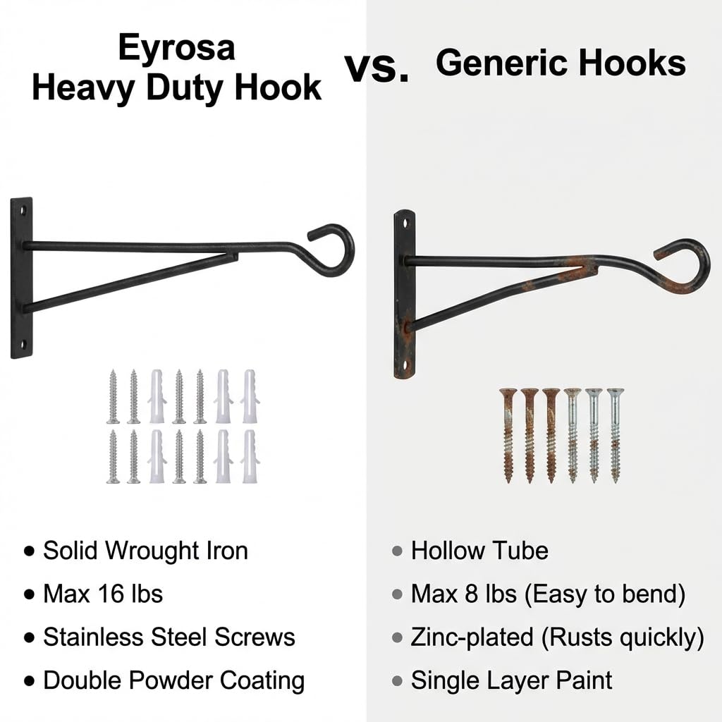 Eyrosa bird feeder hanger bracket keeps feeders steady at a convenient height.