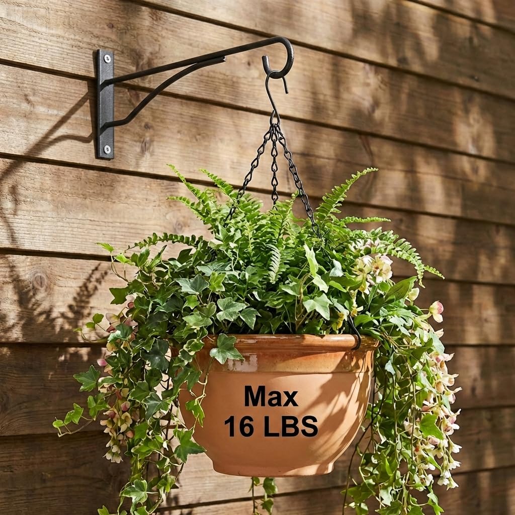 Eyrosa metal plant hooks for outdoor use, simple mounting, durable support.