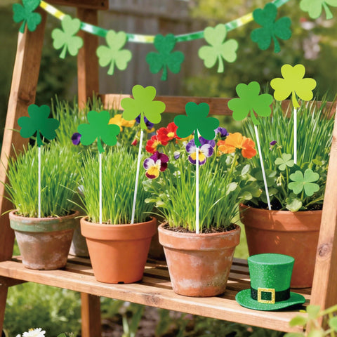EYxsaxenk shamrock stake set shown as a ready-to-use, single-piece unit.