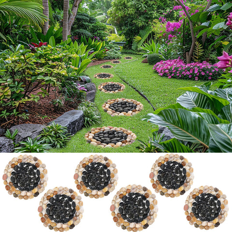 EYZH garden stepping stone round with black pebbles for durable outdoor paths.