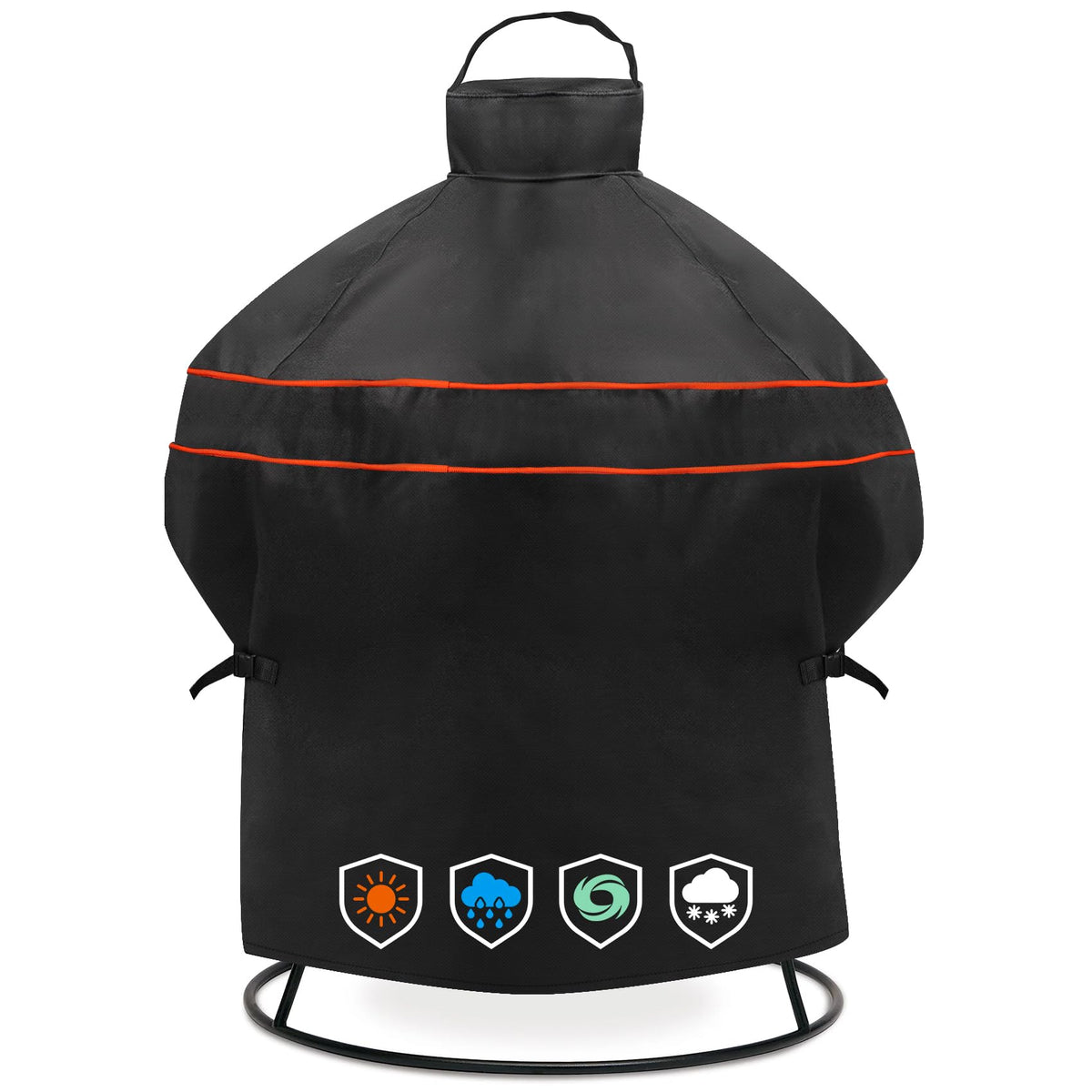 EZ-DONGTENG grill cover front view protects Kamado Joe Joe Jr from weather