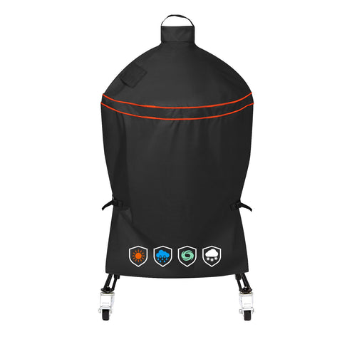 EZ-DONGTENG heavy-duty 600D grill cover protecting 18-inch grills from rain and snow.