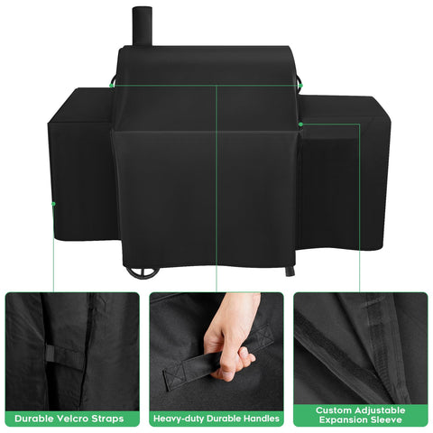 EZ-DONGTENG grill cover around flue area close-up shows waterproof stitching.