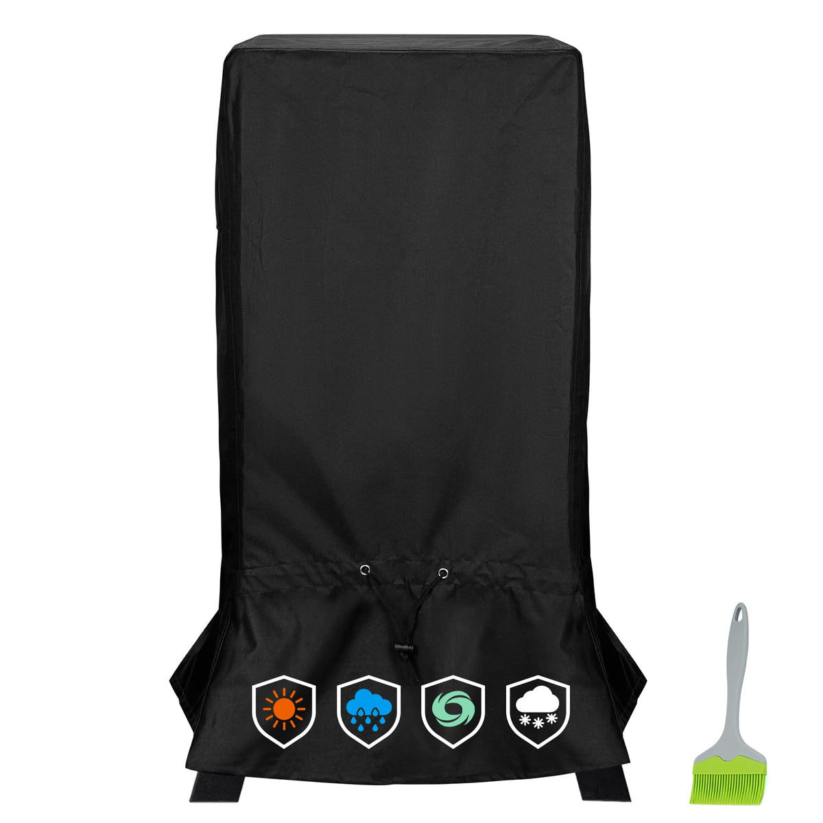 EZ-DONGTENG 30-inch smoker cover on Masterbuilt smoker, snug fit front view.