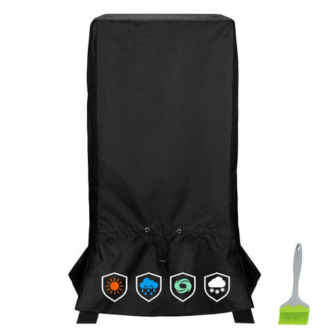 EZ-DONGTENG 30-inch smoker cover on Masterbuilt smoker, snug fit front view.