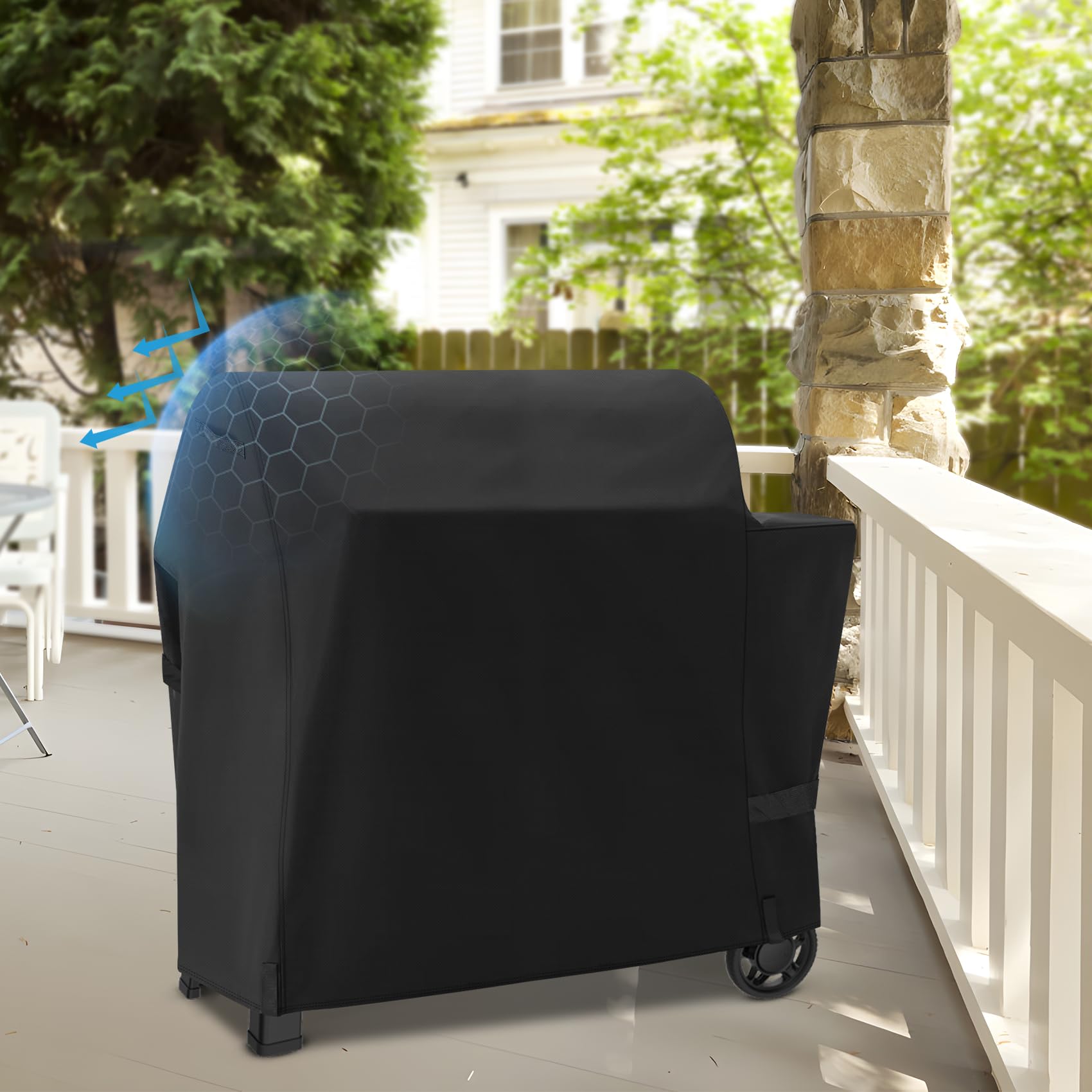 Snug-fit EZ-DONGTENG cover keeping Weber grill dry and clean