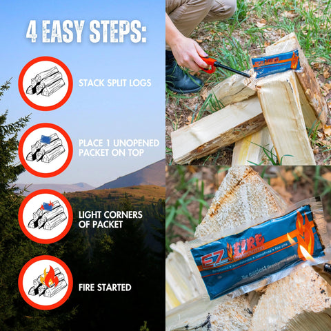 EZ Fire Firestarter outdoor setup lights a fire pit in minutes