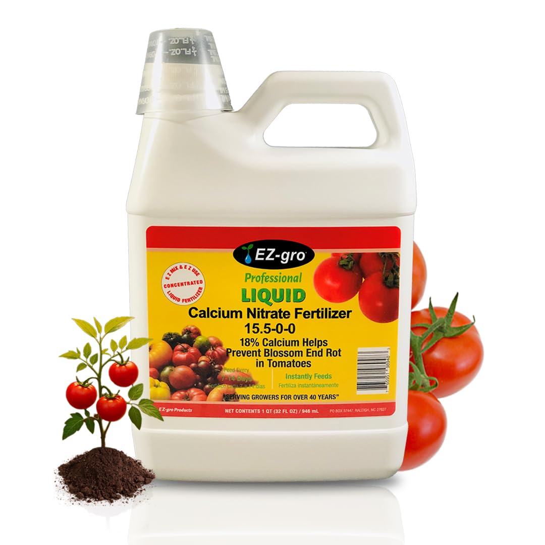 EZ-gro Calcium Nitrate bottle pour shows concentrated calcium and nitrate boost