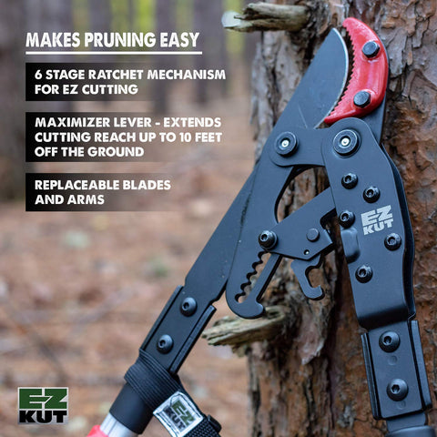EZ Kut G2 extended 42-inch handle enables pruning without ladders.
