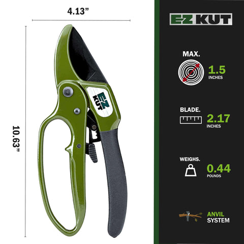 EZ Kut durable cast aluminum build supports years of heavy-duty pruning