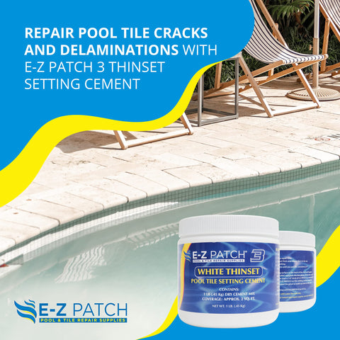 Low-odor E-Z Patch 3 ready for indoor pool tile application.