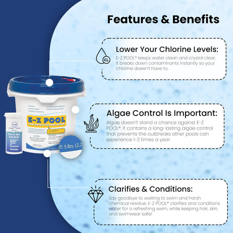 EZ Pool test strips kit helps monitor chemistry for clear, swim-ready water