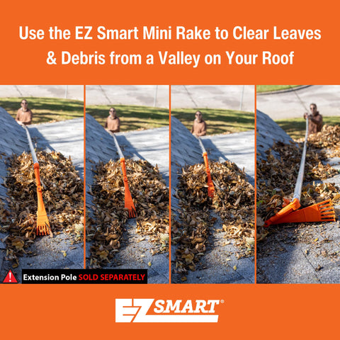 EZ SMART Mini Rake Head with Acme thread attachment extends pole reach.