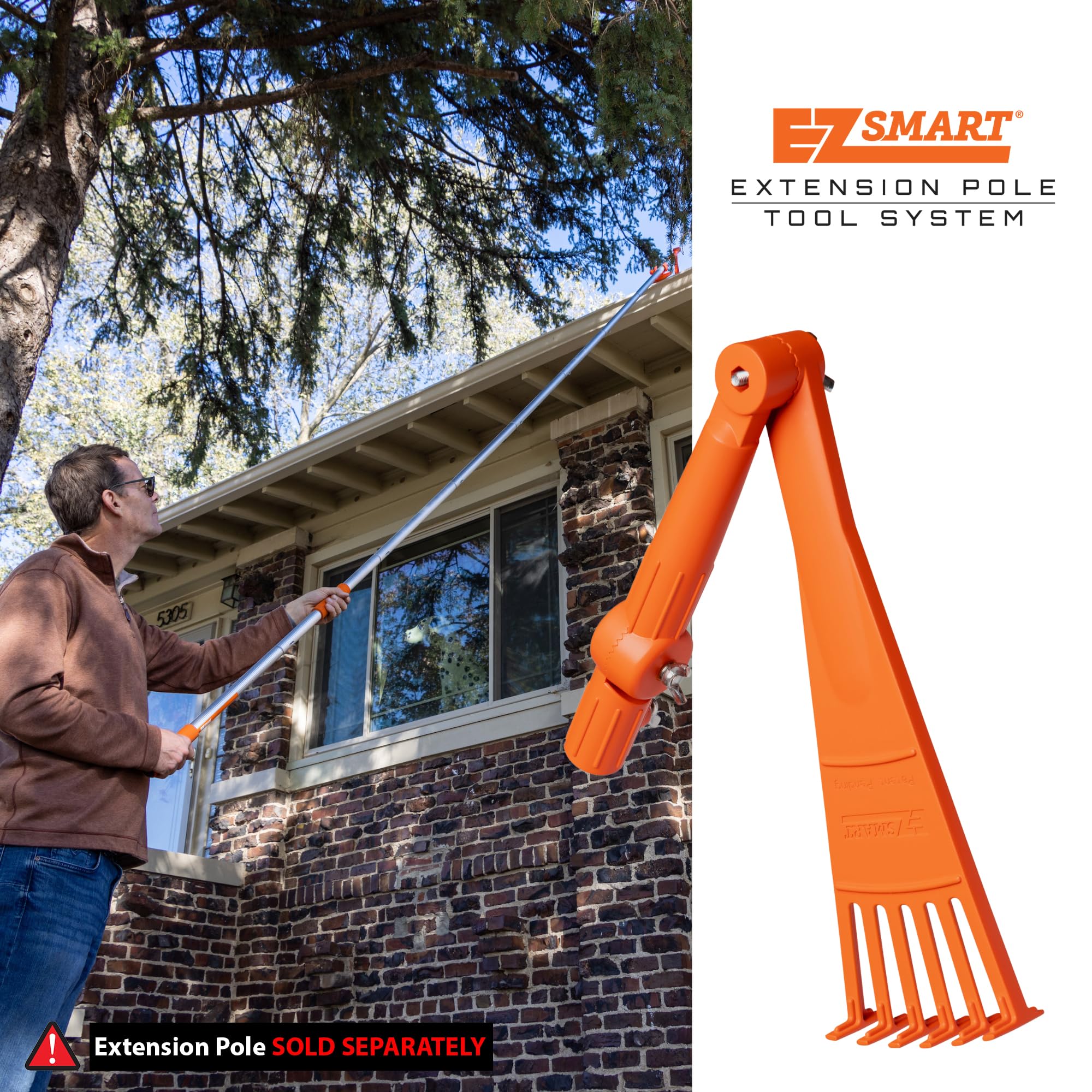 EZ SMART Mini Rake Head designed for rooftops and hard-to-reach spaces.