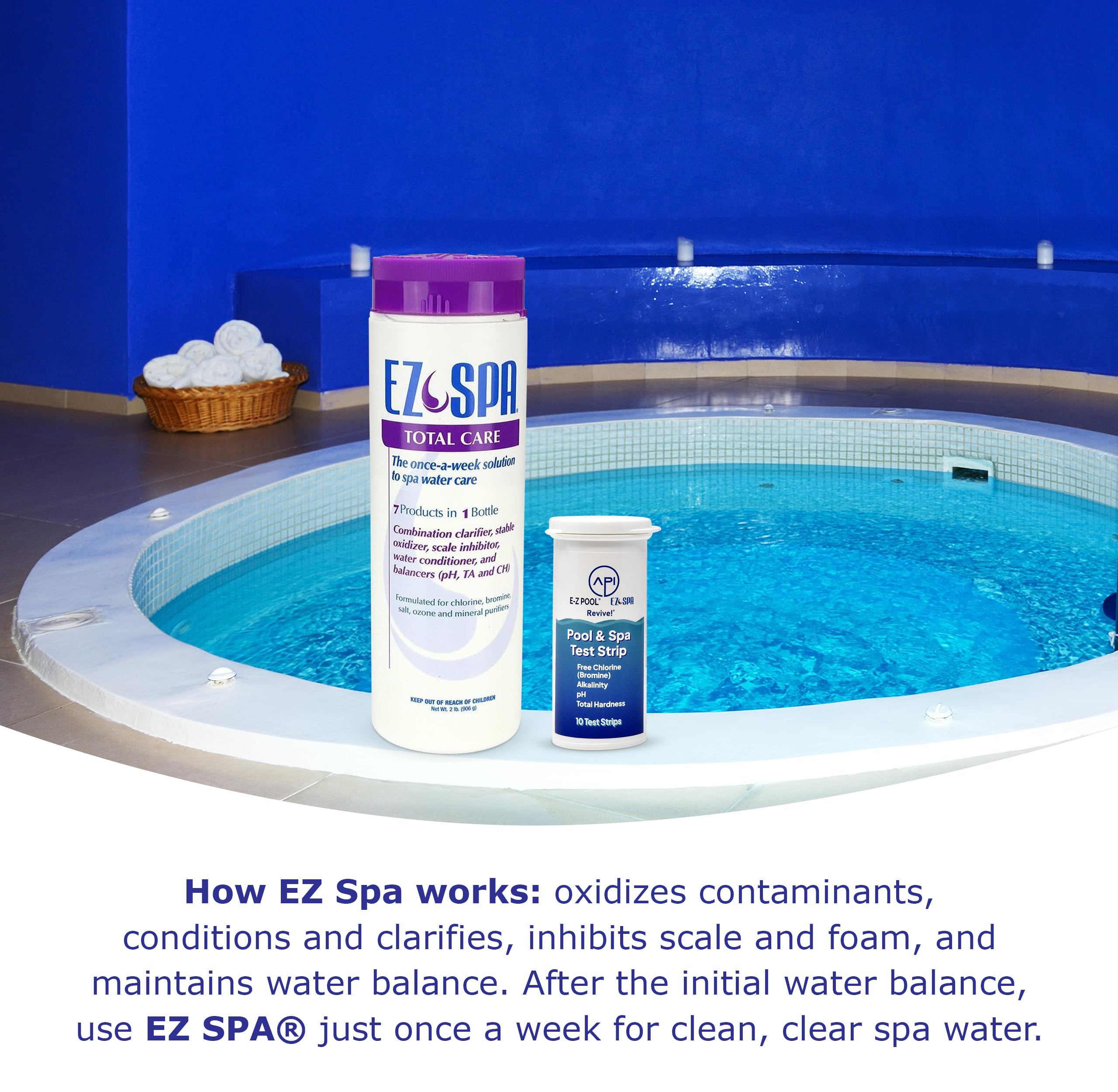 EZ Spa scale inhibitor protects surfaces from mineral buildup
