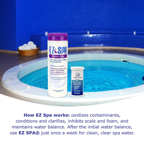 EZ Spa scale inhibitor protects surfaces from mineral buildup