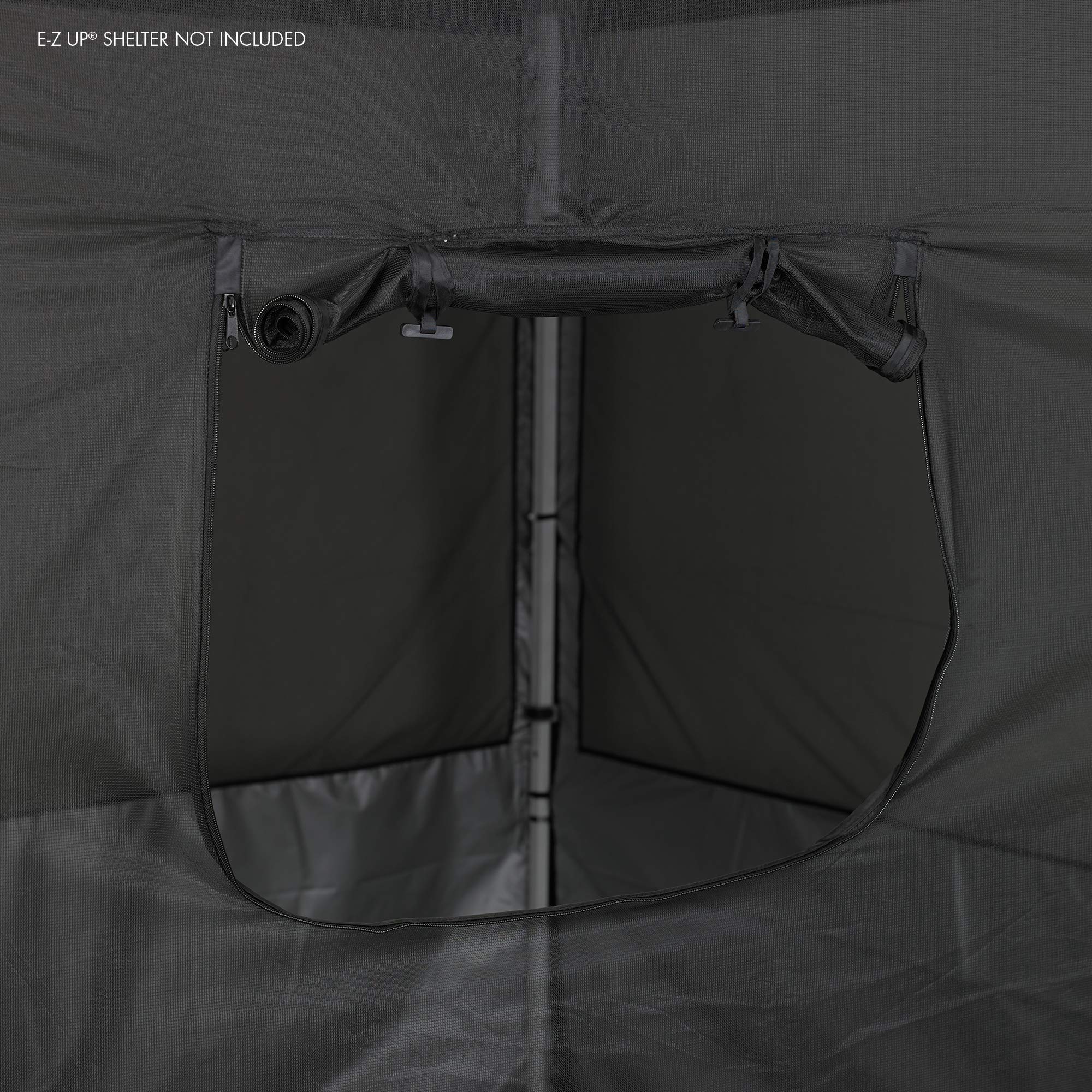E-Z UP bottom panels add protection from dust and wind at outdoor venues.