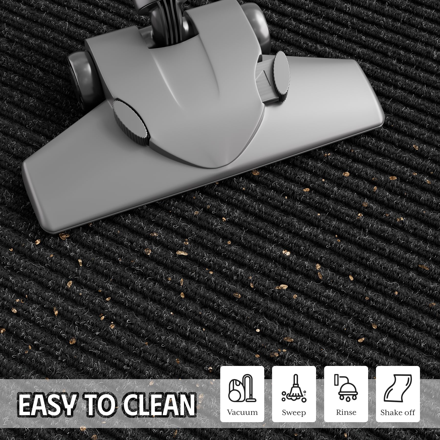 EZ2LIVE black low-profile mat blends with entryways and protects floors.