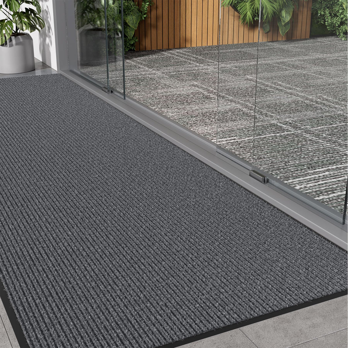 EZ2LIVE front door mat 3x10 for outdoor entry with dirt-trapping fibers.