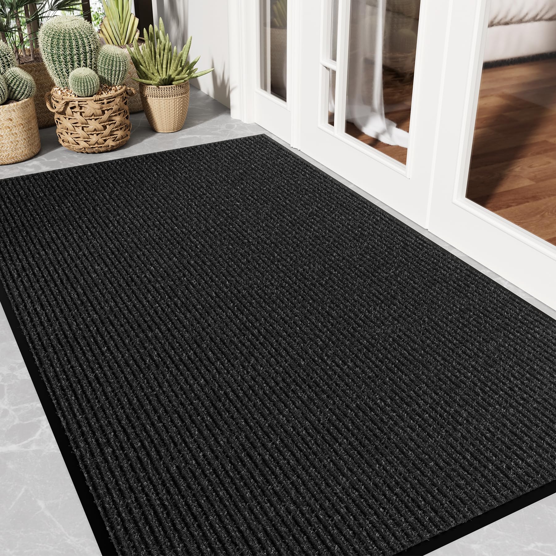 EZ2LIVE front door mat 3x5 absorbs dirt for cleaner entrances.