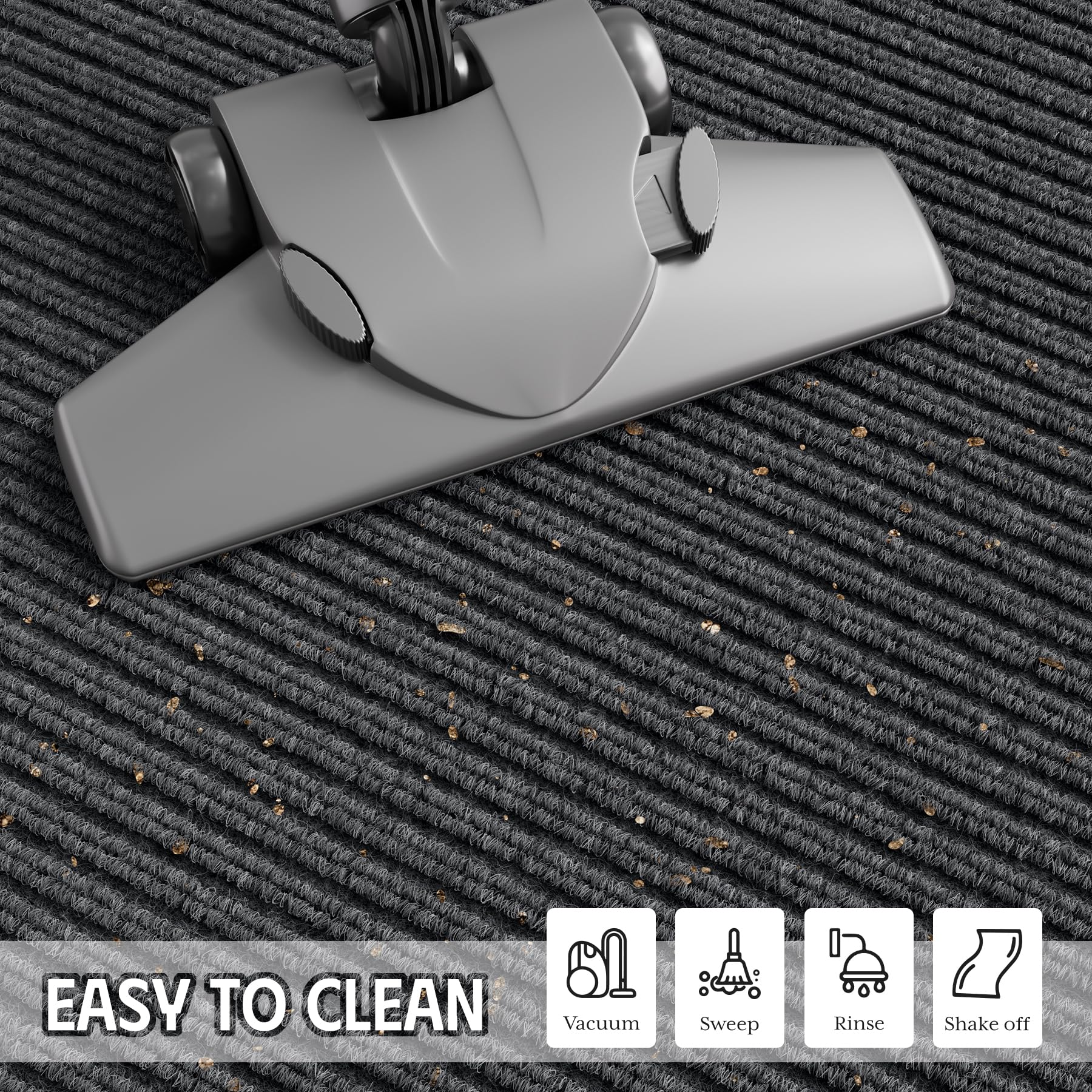 EZ2LIVE grey indoor-outdoor mat suits residential and commercial entryways