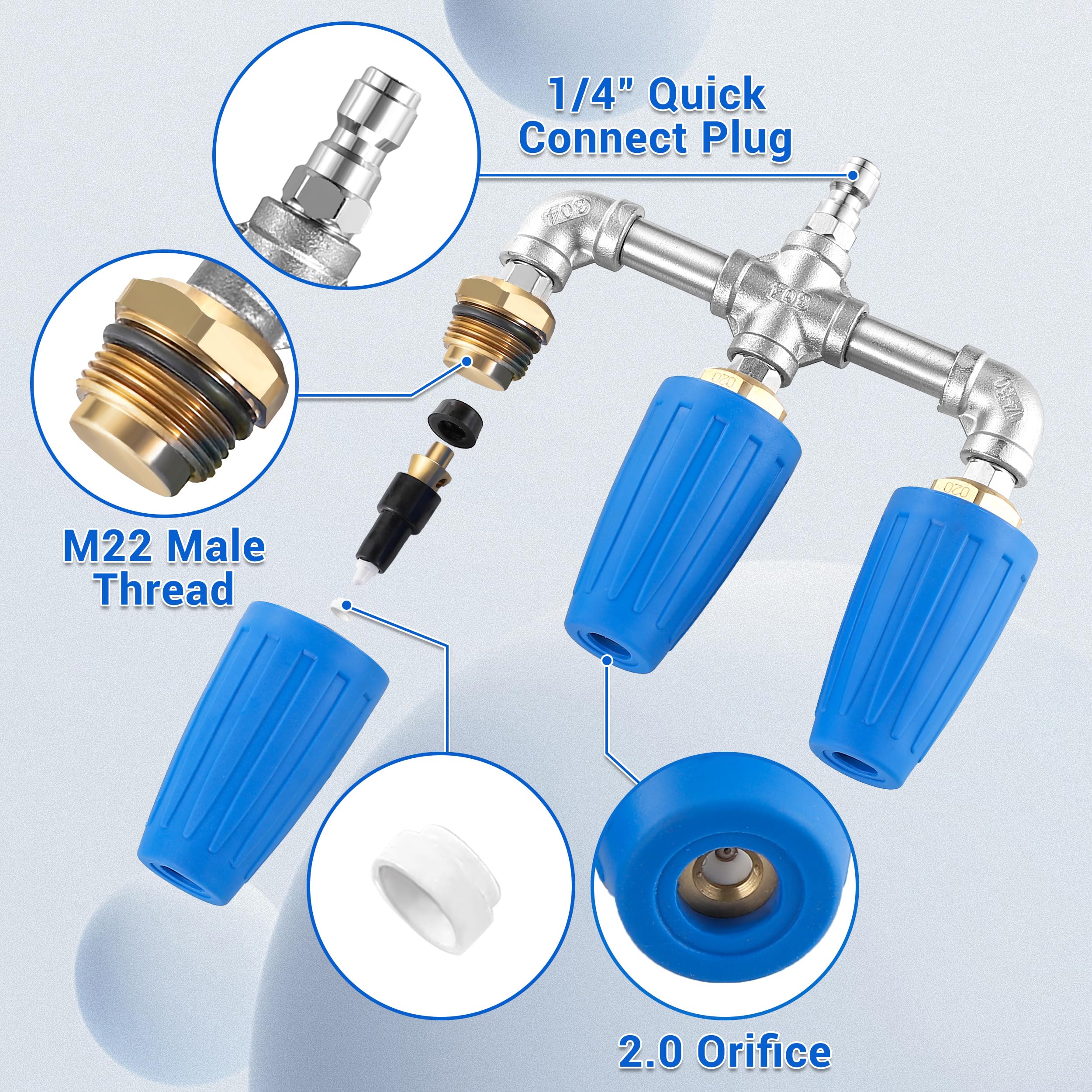 EZALOR 3-in-1 turbo nozzle offers versatile spray patterns.