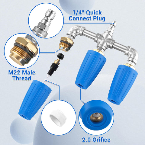 EZALOR 3-in-1 turbo nozzle offers versatile spray patterns.