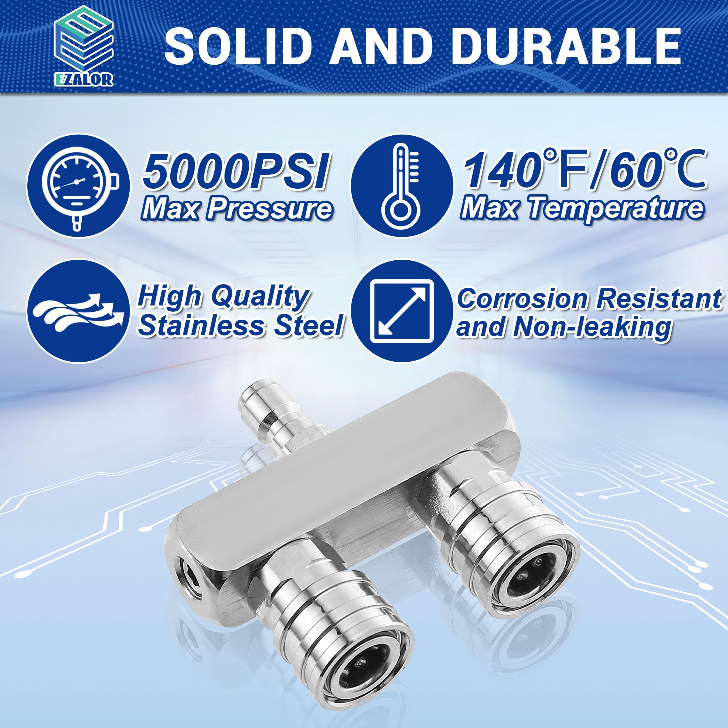 EZALOR nozzle set handles up to 5000 PSI for tough cleaning tasks.