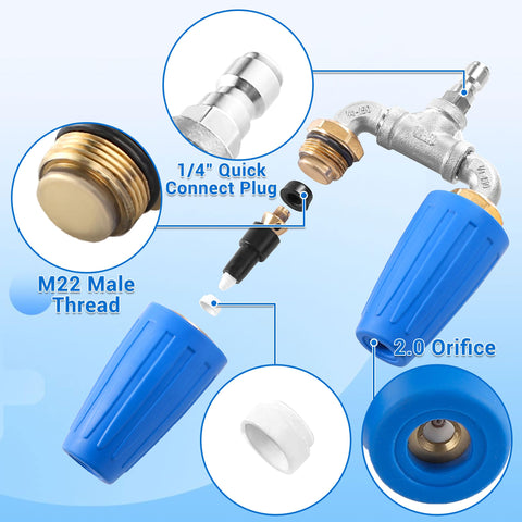 EZALOR Dual Turbo Nozzle 2.0 orifice provides strong cleaning power on tough stains.