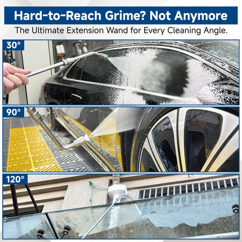 EZALOR extension wand 90-degree reaches tight roof edges safely