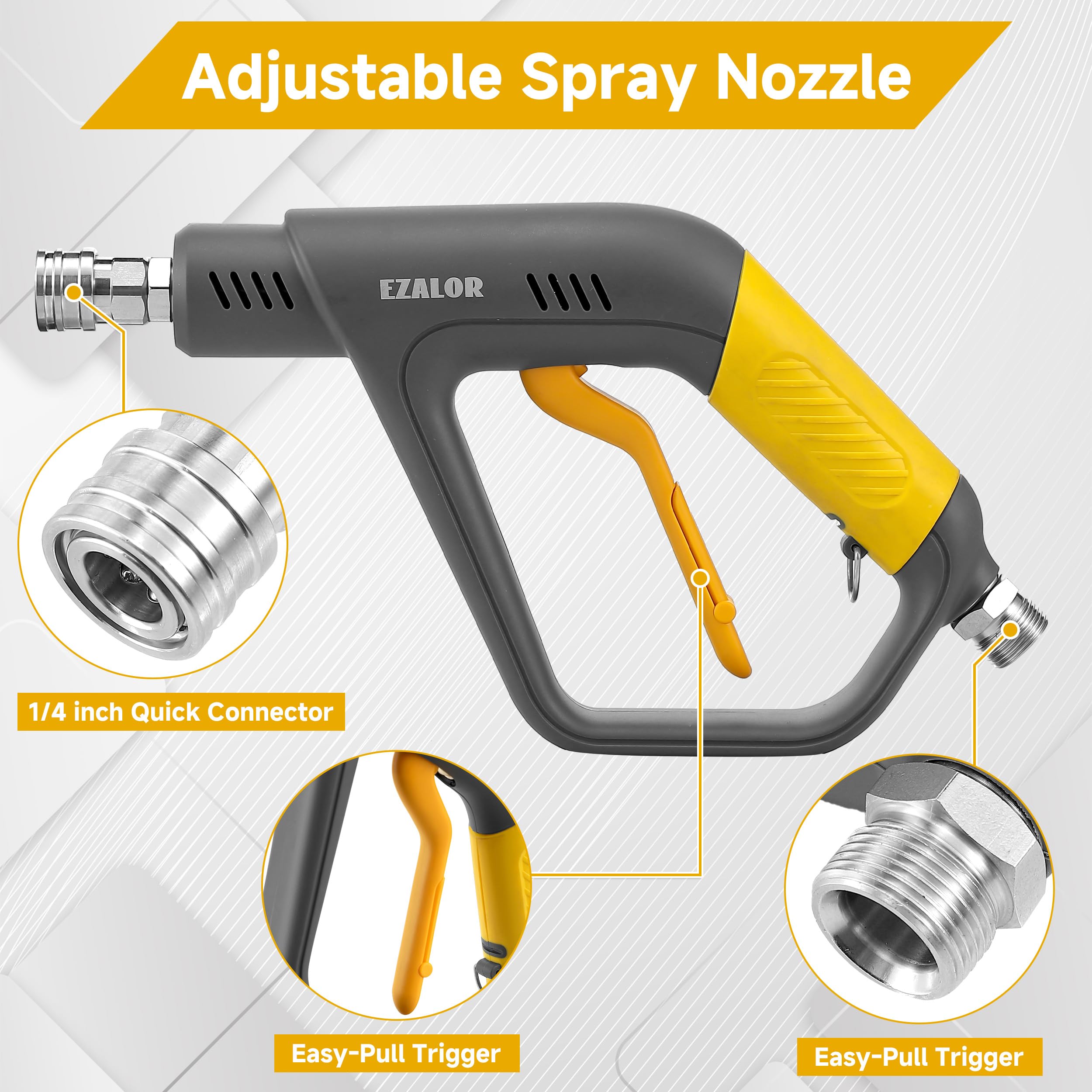 EZALOR foam cannon mounted on a washer for efficient cleaning and rinse.