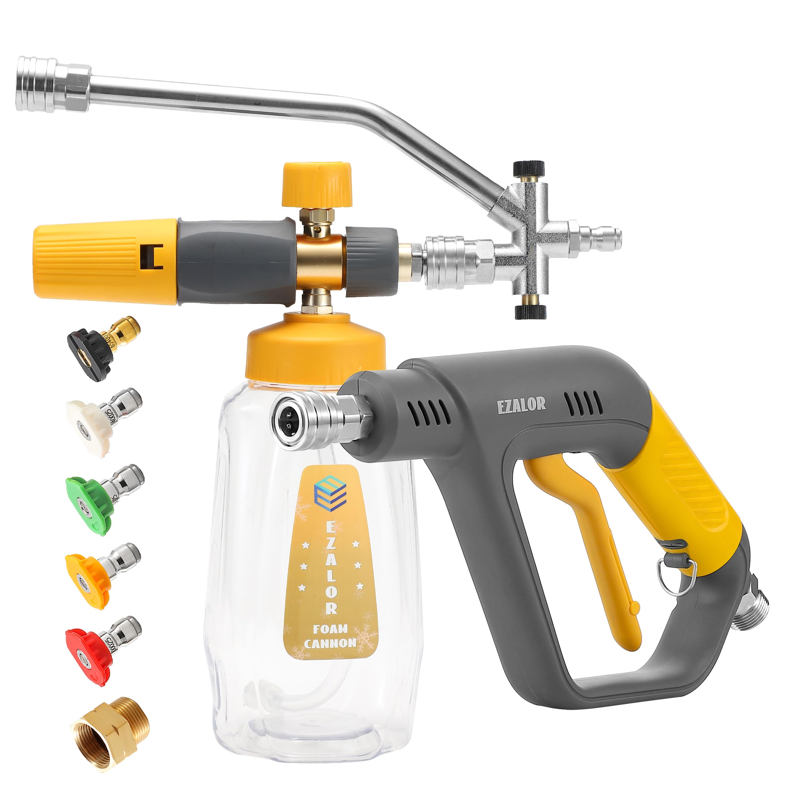 EZALOR foam cannon kit assembled for easy car washing and compact storage.